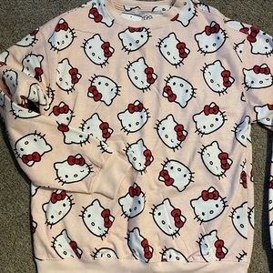 DEFECTED Women hello kitty sanrio top sweatshirt Medium PINK fleece